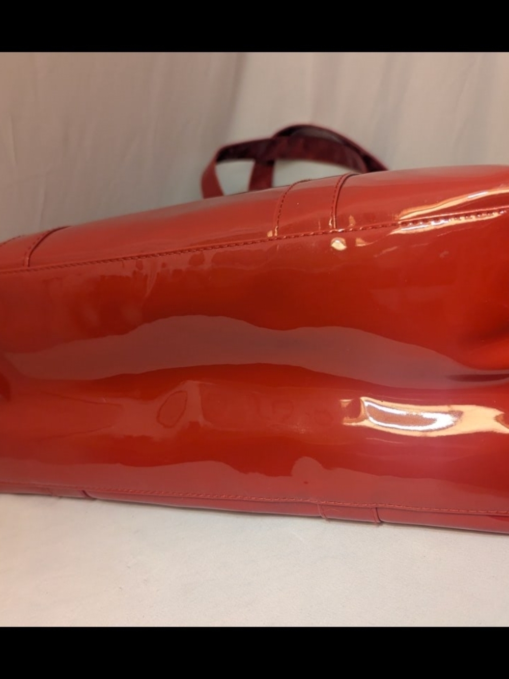 Victoria's Secret Red Patent Tote with Pink Logo and Bow Accent - Picture 3 of 4